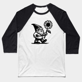 Gnome Holding Sunflower Baseball T-Shirt